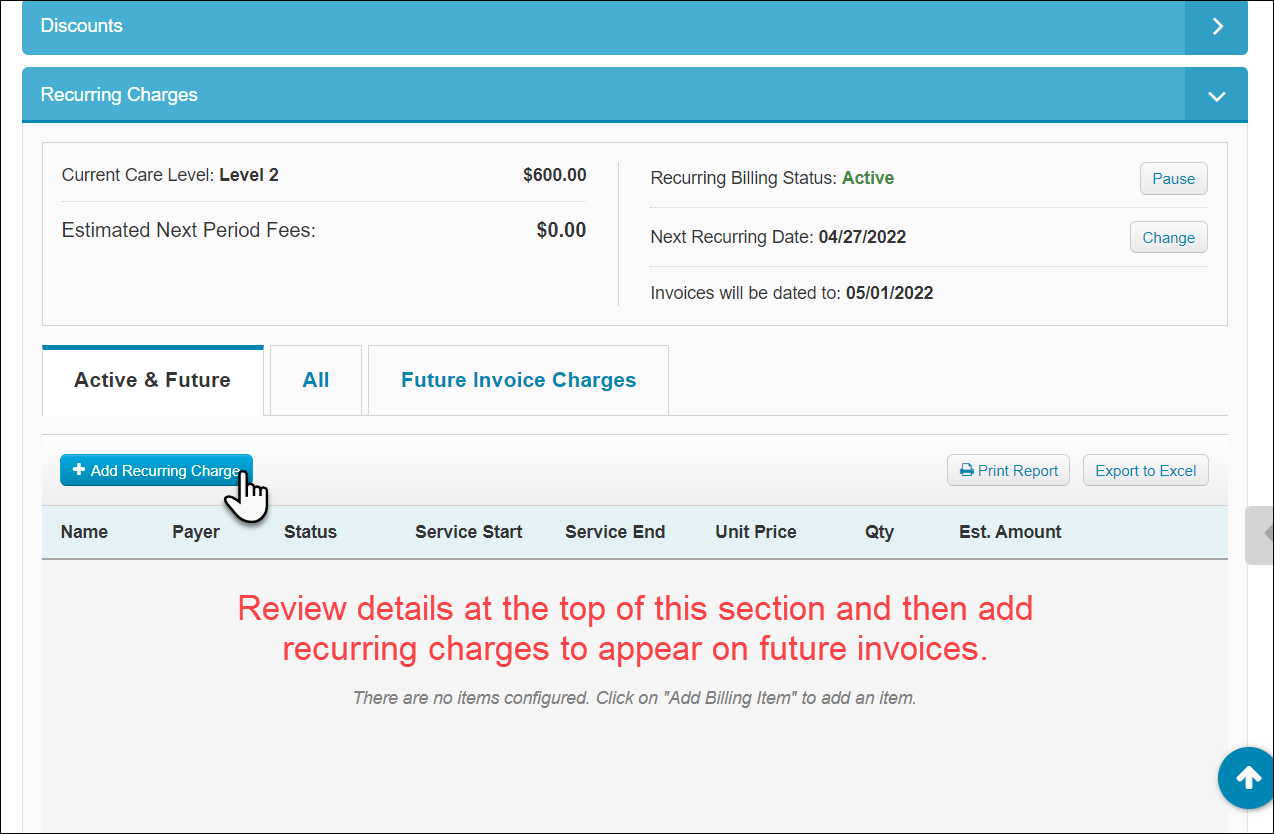 Recurring Charges and Rate Changes – Medtelligent